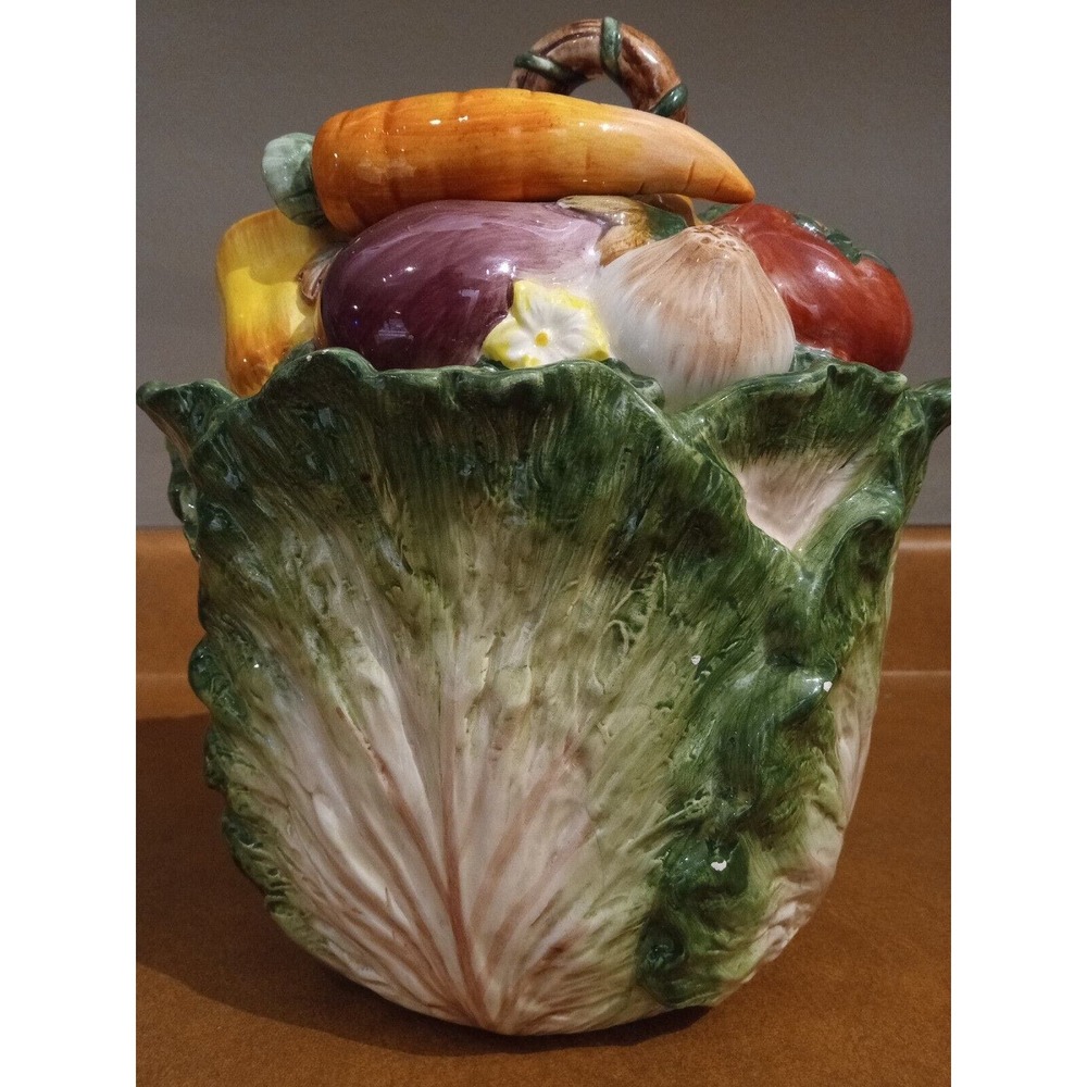Vintage Fitz and Floyd Classics Large Unique Vegetable Jar Storage Container